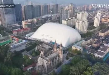 China Gunakan Kubah Tiup Canggih untuk Redam Debu dan Bising Proyek Konstruksi